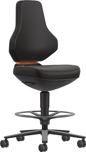 BIMOS Arbeitsdrehstuhl TEXON Sitz-Stopp-Rl.u.Fußring Skintec schwarz 570-810mm BIMOS
