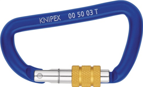 KNIPEX Materialkarabiner L.81mm m.Schraubverschluss blau besch.KNIPEX