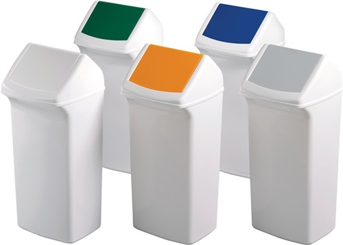 DURABLE Wertstoffsammler 40l H747xB320xT366mm weiß/gelb m.Deckel DURABLE