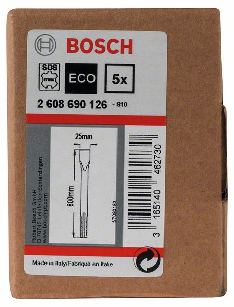 BOSCH Flachmeißel mit SDS max-Aufnahme, 600 x 25 mm, 5er-Pack