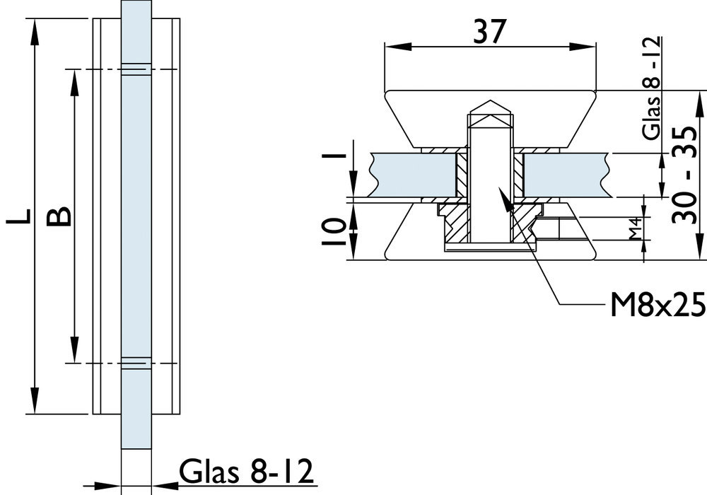 HERMAT Stoßgriffpaar 8086, Aluminium