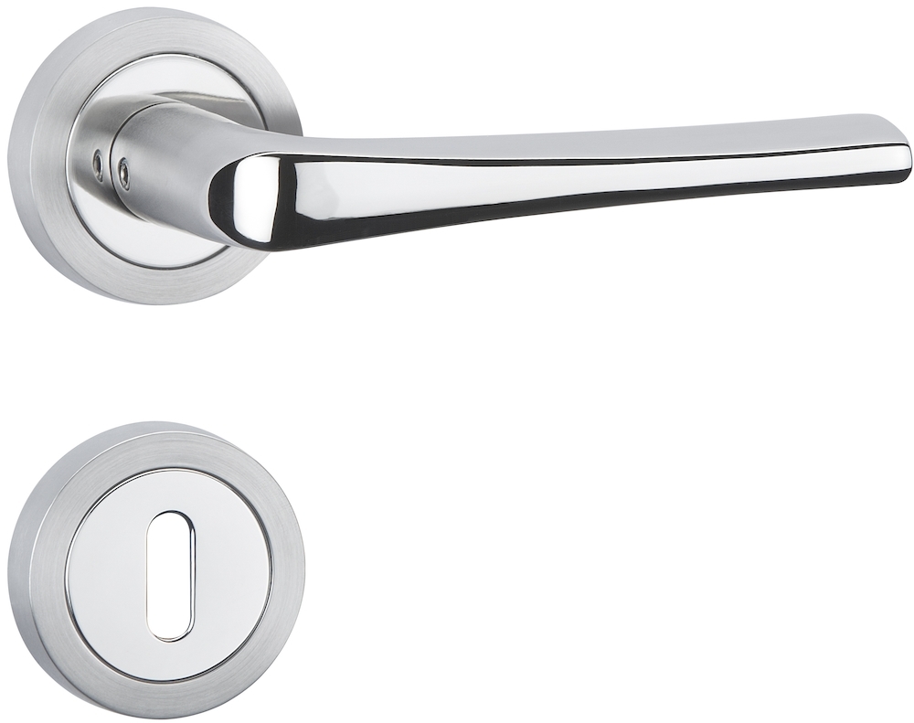 HERMAT Drücker-Halbgarnitur mit Rosetten STAY 1005.BIC/2331.SC, Edelstahl