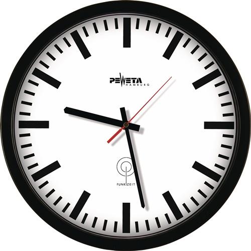 PEWETA Funkuhr Funkuhr Ku.schwarz D.350mm 1,5V Balkenziffern PEWETA