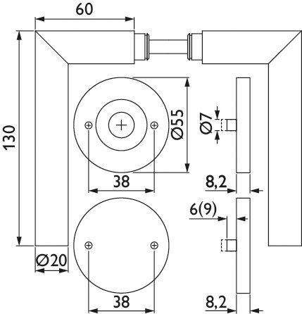 HERMAT Drückergarnitur mit Rosetten BASIC 02 1802/2073.M, Klasse 4, Edelstahl