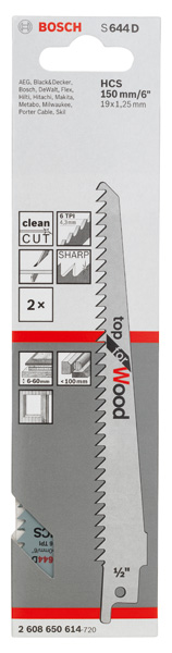 BOSCH Säbelsägeblatt S 644 D, Top for Wood, 2er-Pack