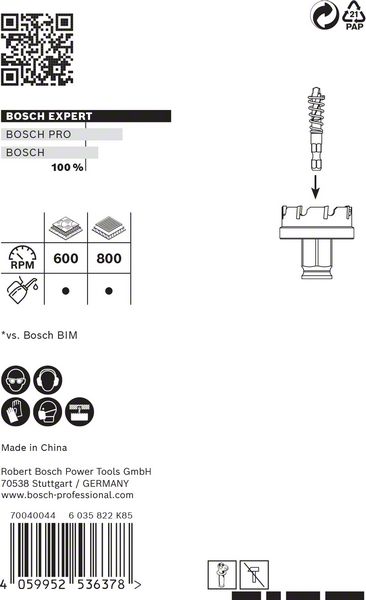 BOSCH EXPERT Sheet Metal Lochsäge, 20 × 5 mm. Für Dreh- und Schlagbohrer