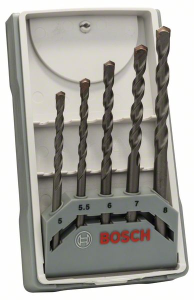 BOSCH Betonbohrer CYL-3 Set, Silver Percussion, 5-teilig, 5 - 8 mm