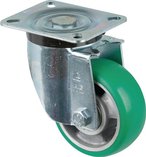 BS ROLLEN Lenkrolle D.100mm Trgf.200kg PU Platte L105xB85mm Farbe Rl.blau BS ROLLEN