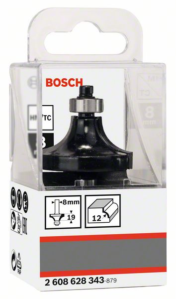 BOSCH Abrundfräser Standard for Wood, 8 mm, R1 12 mm, L 19 mm, G 60 mm