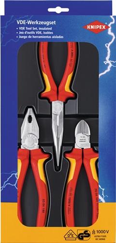 KNIPEX Zangensatz Elektro-Paket Inh.3tlg.VDE verchr.Kunststofftiefziehteil KNIPEX